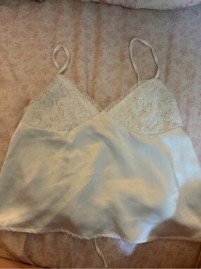 Women's Lace Satin Cami Top - White